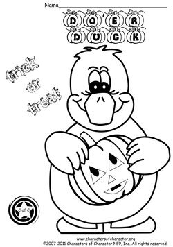 pumpkin coloring page duck  free character education